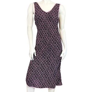 VINTAGE 90s Y2K Purple Geometric Diamond Print Rayon V-Neck Tank Dress